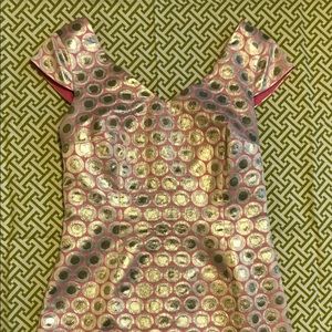 Lilly Pulitzer Hot Pink Gold Meftallic Dress 6